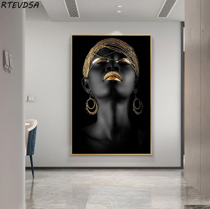 Pintura en lienzo de Arte Moderno nórdico para mujeres negras africanas, carteles e imágenes artísticas de pared impresas, decoración del hogar para sala de estar