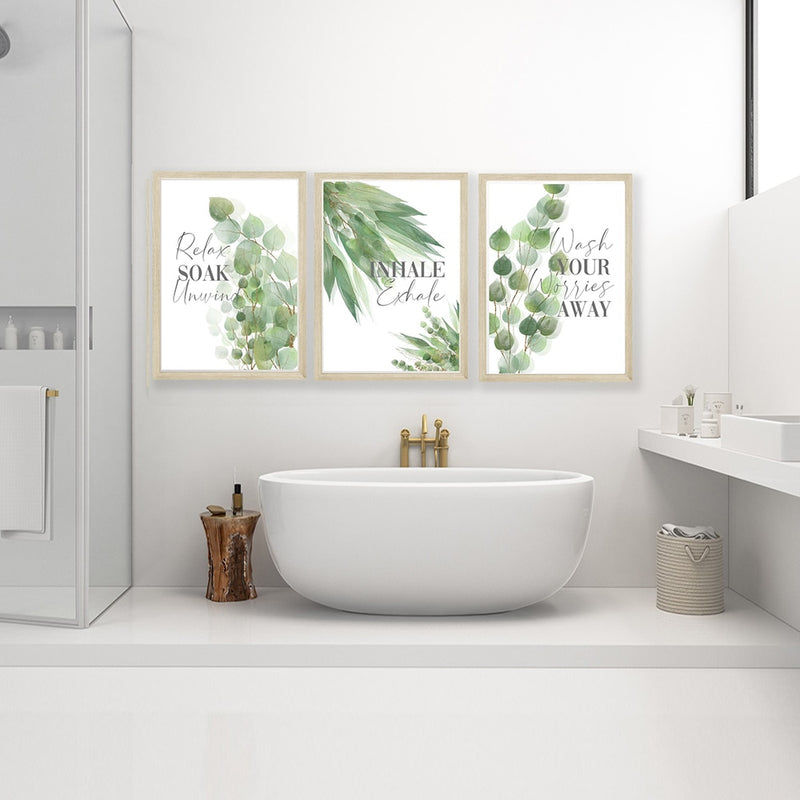 Pintura en lienzo de LeafTrio Popular, decoración de baño, carteles modernos para relajarse, imágenes de pared, lavar tus necesidades, regalo para el hogar