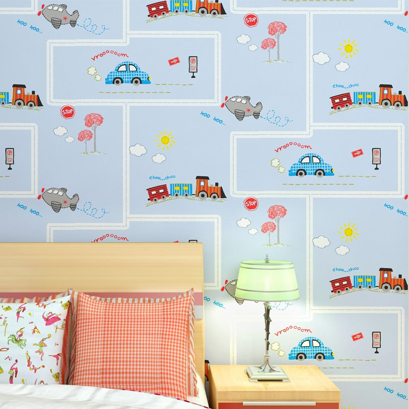 Rollos de Papel tapiz de dibujos animados 3d para habitación de niños y bebés, rollo de Papel de pared 3d, revestimientos de pared 3d