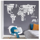 Mapa Mundial Letras Negras Vinil Sticker Mapamundi Pared