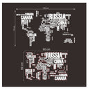 Mapa Mundial Letras Negras Vinil Sticker Mapamundi Pared
