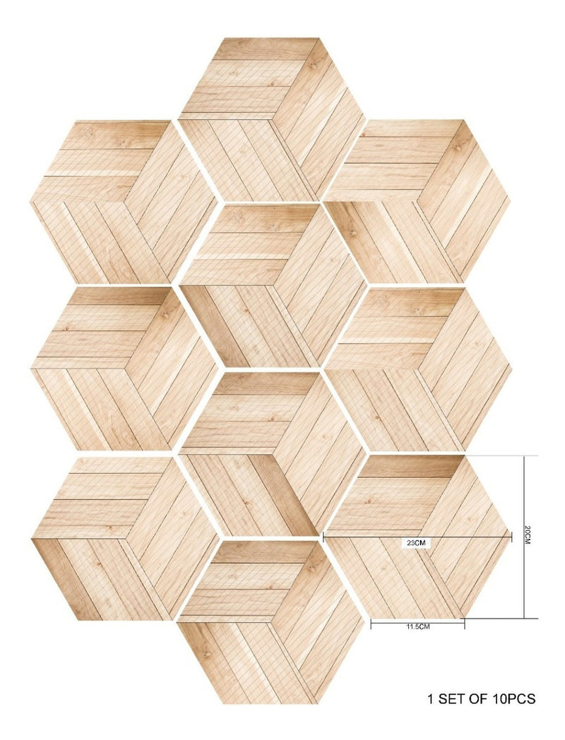 Azulejos Adhesivos Hexagonal Cocina Baño Mosaico Madera