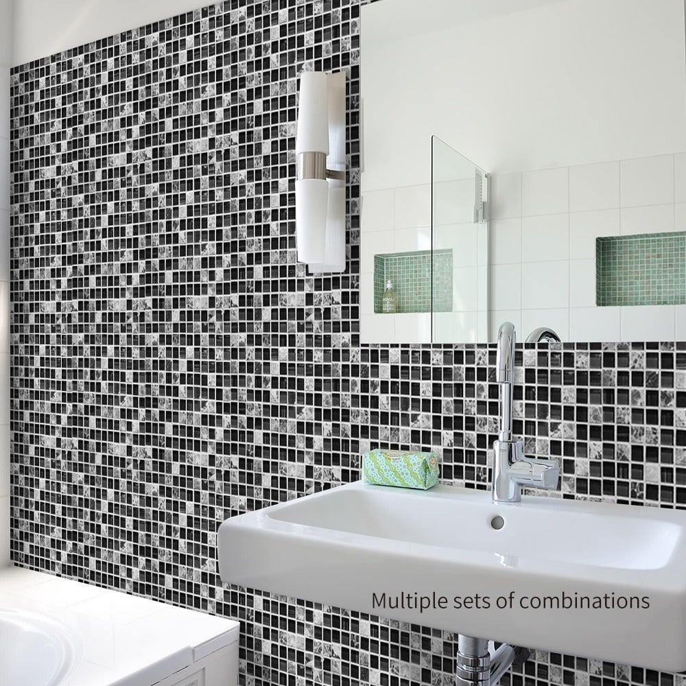 Azulejos 30x30cm, 1 hoja 3D Ladrillo Adhesivo Azulejos Pegatinas de pared  Metro Azulejo Adhesivo Backsplash Cocina Pegatinas de pared Azulejos  adhesivos Baño - Metro Negro Recto Mosaico TUNC Sencillez