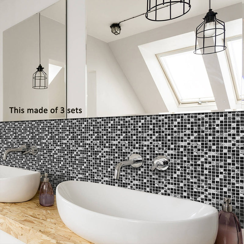 Azulejos Adhesivos Cocina Baño Mosaico Marmól Negro